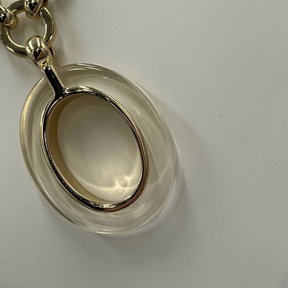 White House Black Market Clear Ring Lucite
Pendant Long Neutral Gold Necklace - Picture 6 of 15